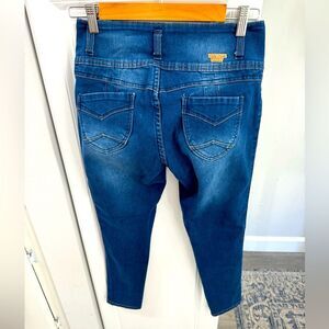 Tush Push columbian stretch skinny blue medium wash jeans size 7 28x35 Sexy